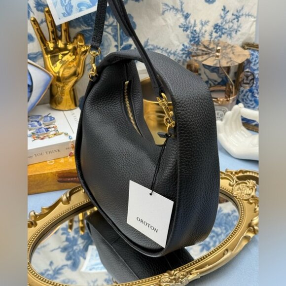 🆕 OROTON 🧿 NWT Clara Mini Convertible Crossbody Bag, Black Leather - Picture 6 of 16